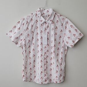 Stylish White and Red Patterned Men's Shirt